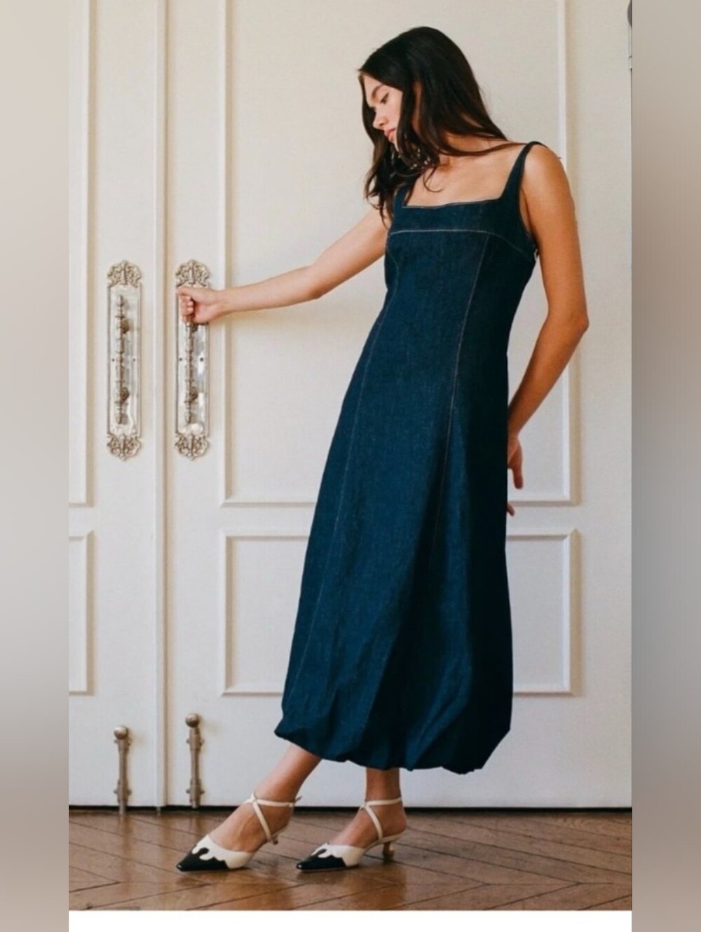 NWT ZARA Denim Baloon Dress- Dark Indigo Maxi - Picture 4 of 6
